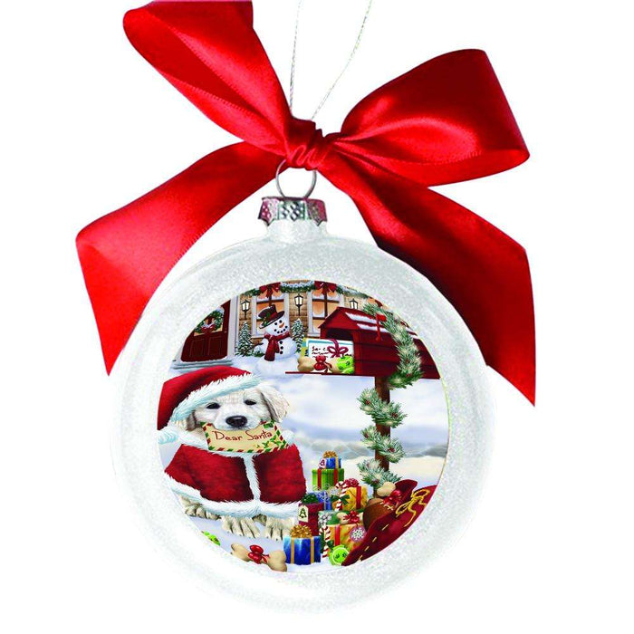 Golden Retriever Dog Dear Santa Letter Christmas Holiday Mailbox White Round Ball Christmas Ornament WBSOR49046