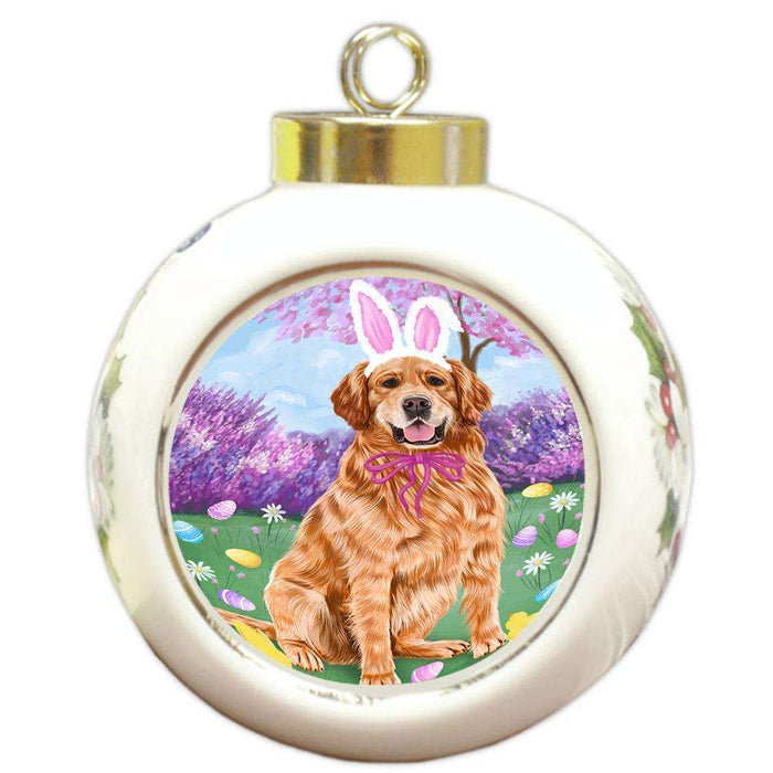Golden Retriever Dog Easter Holiday Round Ball Christmas Ornament RBPOR49150