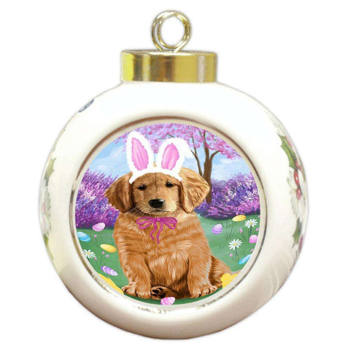Golden Retriever Dog Easter Holiday Round Ball Christmas Ornament RBPOR49152