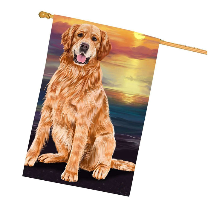 Golden Retriever Dog House Flag