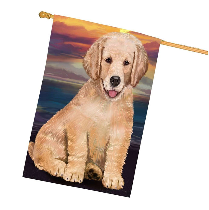 Golden Retriever Dog House Flag