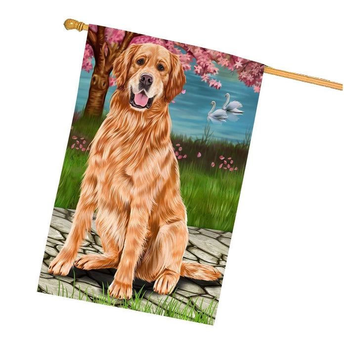 Golden Retriever Dog House Flag