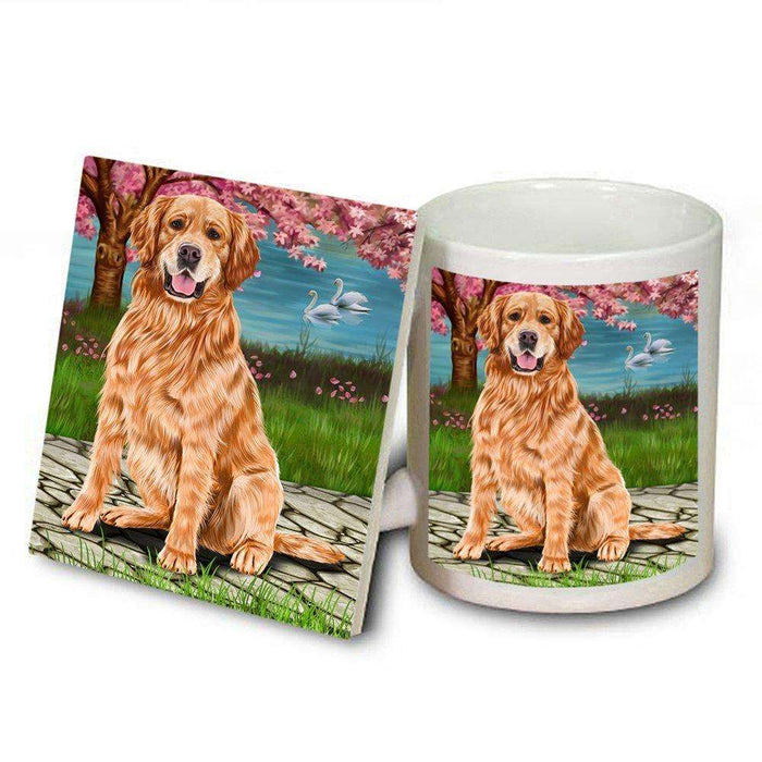 Golden Retriever Dog Mug and Coaster Set