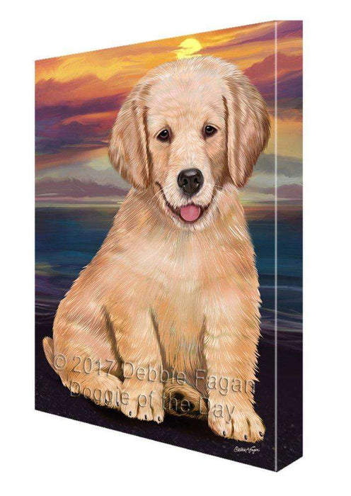 Golden Retriever Dog Painting Printed on Canvas Wall Art Signed