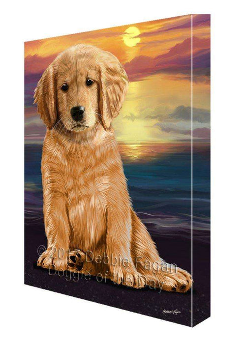 Golden Retriever Dog Painting Printed on Canvas Wall Art Signed