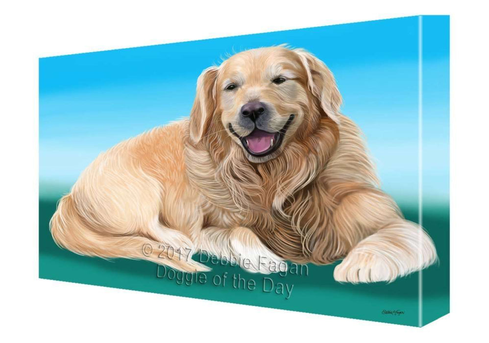 Golden Retriever Dog Painting Printed on Canvas Wall Art Signed