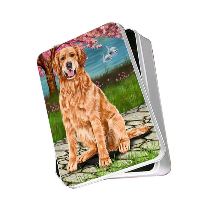 Golden Retriever Dog Photo Storage Tin