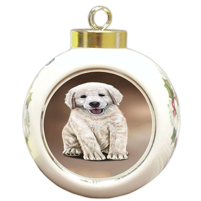 Golden Retriever Dog Round Ball Christmas Ornament