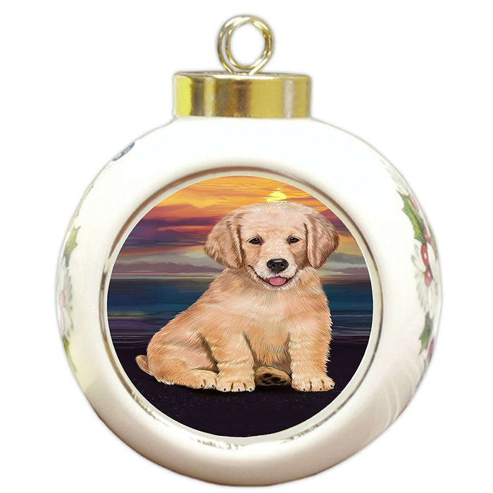 Golden Retriever Dog Round Ball Christmas Ornament