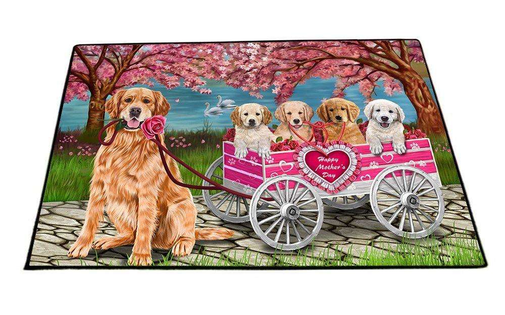 Golden Retriever Dog with Puppies Mother's Day Floormat