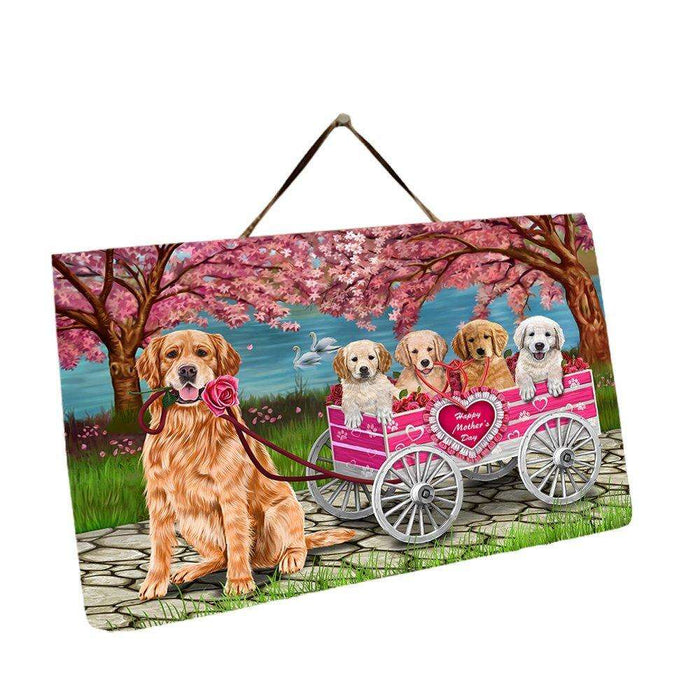 Golden Retriever Dog with Puppies Mother's Day Hanging Slate