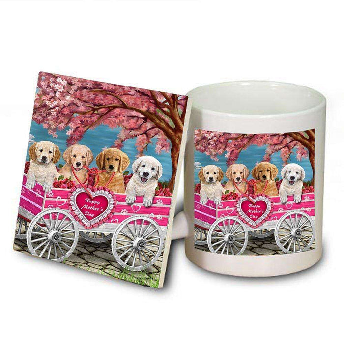 Golden Retriever Dog with Puppies Mother's Day Mug & Coaster Set