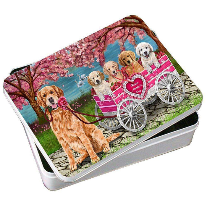 Golden Retriever Dog with Puppies Mother's Day Photo Tin