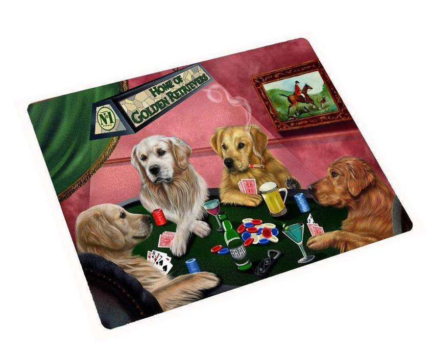 Golden Retriever Large Tempered Cutting Board 4 Dogs Playing Poker