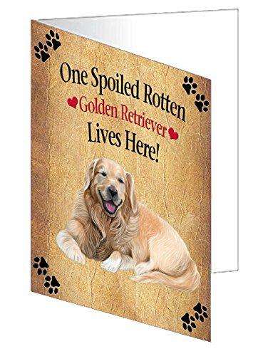 Golden Retriever Spoiled Rotten Dog Handmade Artwork Assorted Pets Greeting Cards and Note Cards with Envelopes for All Occasions and Holiday Seasons