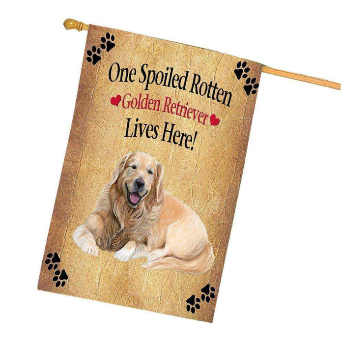 Golden Retriever Spoiled Rotten Dog House Flag