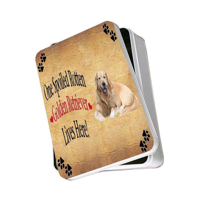 Golden Retriever Spoiled Rotten Dog Photo Storage Tin