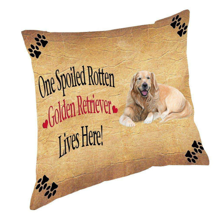 Golden Retriever Spoiled Rotten Dog Throw Pillow