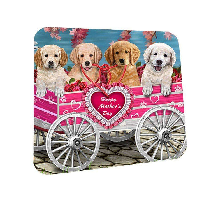 Golden Retriever w/ Puppies Mother's Day Dogs Coasters (Set of 4)