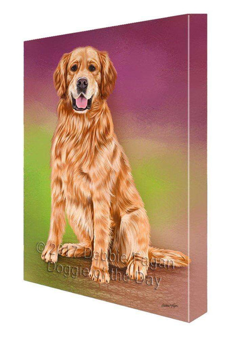 Golden Retrievers Adult Dog Painting Printed on Canvas Wall Art Signed