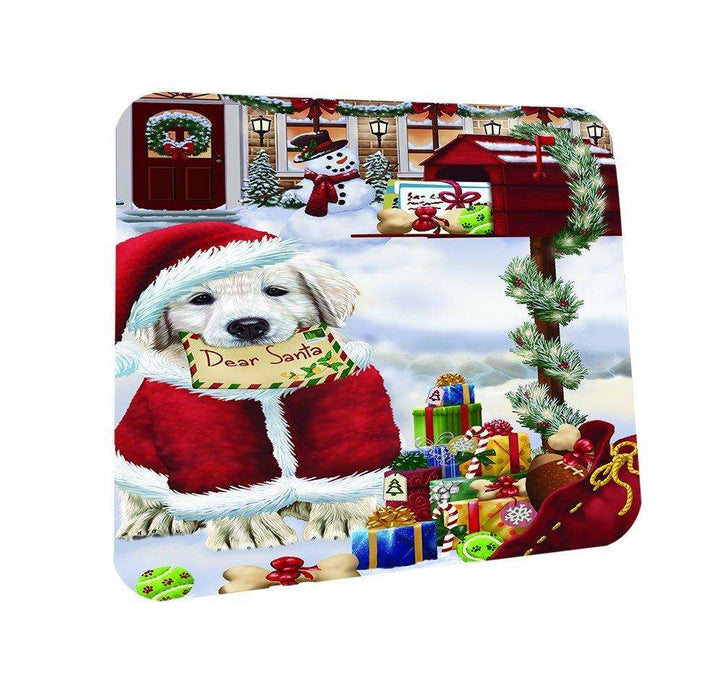 Golden Retrievers Dear Santa Letter Christmas Holiday Mailbox Dog Coasters Set of 4