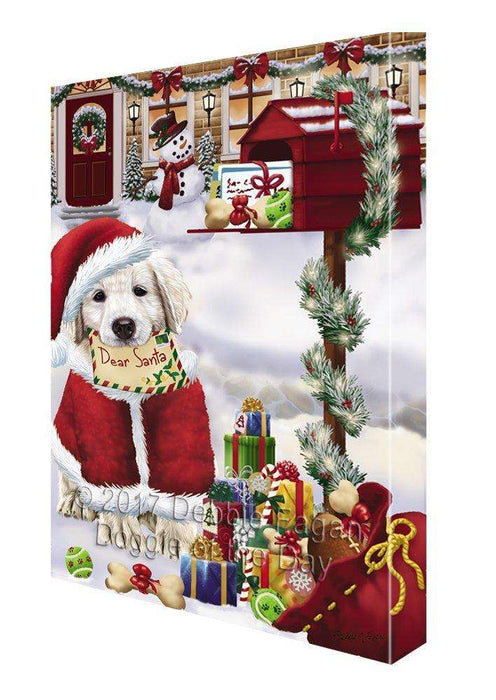 Golden Retrievers Dear Santa Letter Christmas Holiday Mailbox Dog Painting Printed on Canvas Wall Art