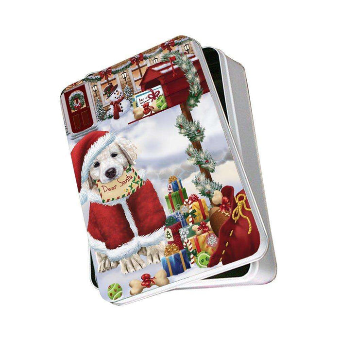 Golden Retrievers Dear Santa Letter Christmas Holiday Mailbox Dog Photo Storage Tin