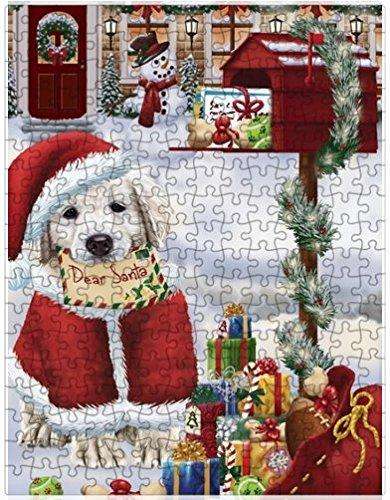 Golden Retrievers Dear Santa Letter Christmas Holiday Mailbox Dog Puzzle with Photo Tin
