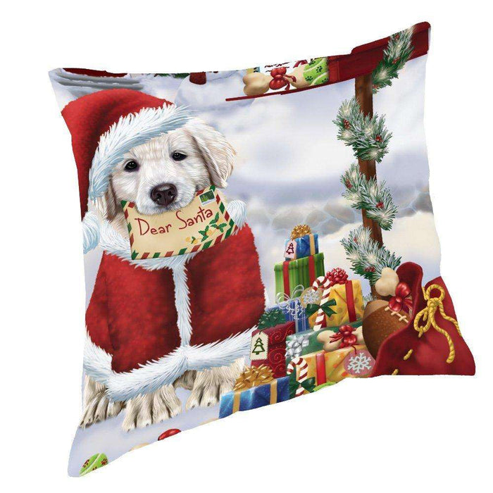 Golden Retrievers Dear Santa Letter Christmas Holiday Mailbox Dog Throw Pillow