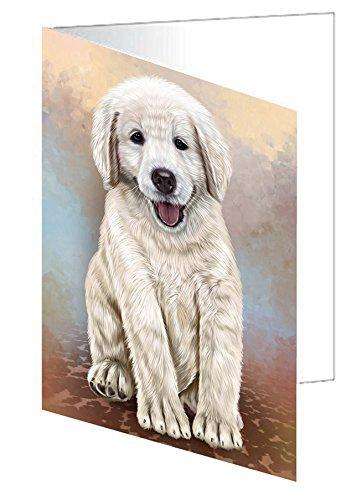 Golden Retrievers Puppy Dog Handmade Artwork Assorted Pets Greeting Cards and Note Cards with Envelopes for All Occasions and Holiday Seasons