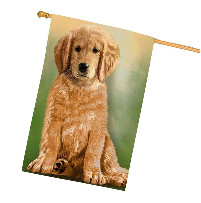 Golden Retrievers Puppy Dog House Flag