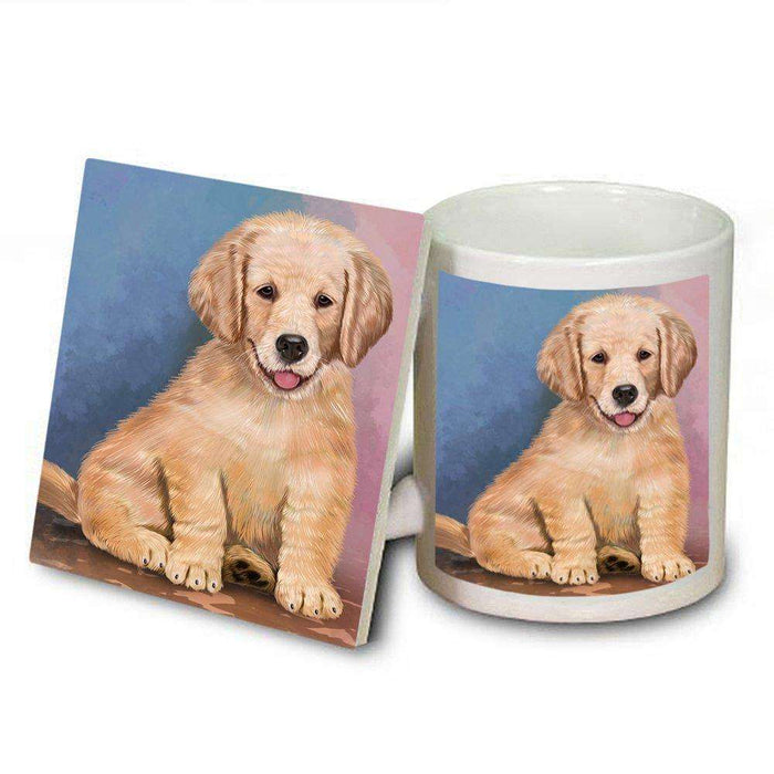 Golden Retrievers Puppy Dog Mug and Coaster Set