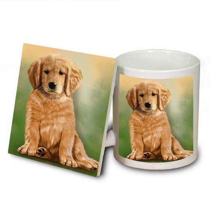 Golden Retrievers Puppy Dog Mug and Coaster Set