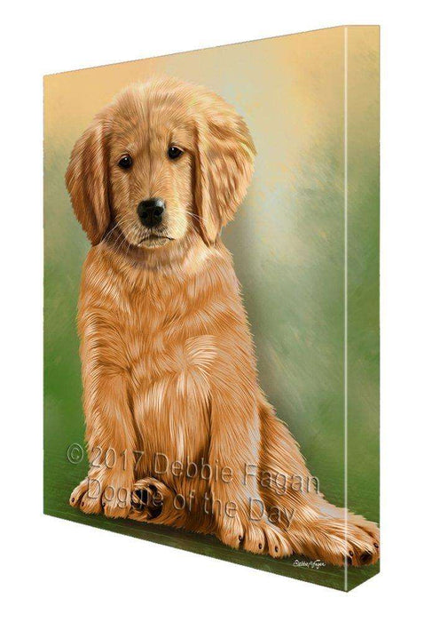Golden Retrievers Puppy Dog Painting Printed on Canvas Wall Art Signed