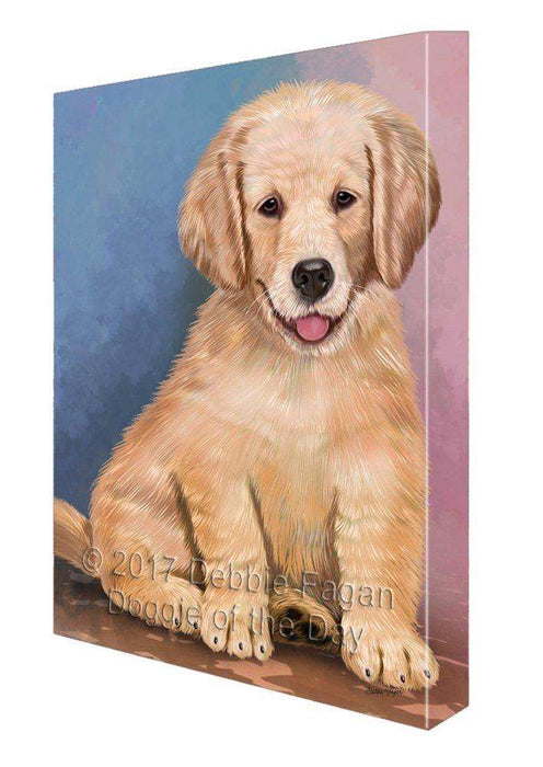 Golden Retrievers Puppy Dog Painting Printed on Canvas Wall Art Signed