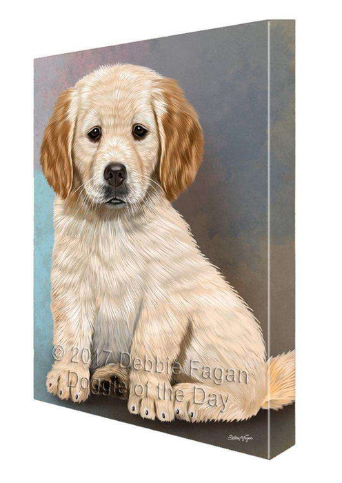 Golden Retrievers Puppy Dog Painting Printed on Canvas Wall Art Signed