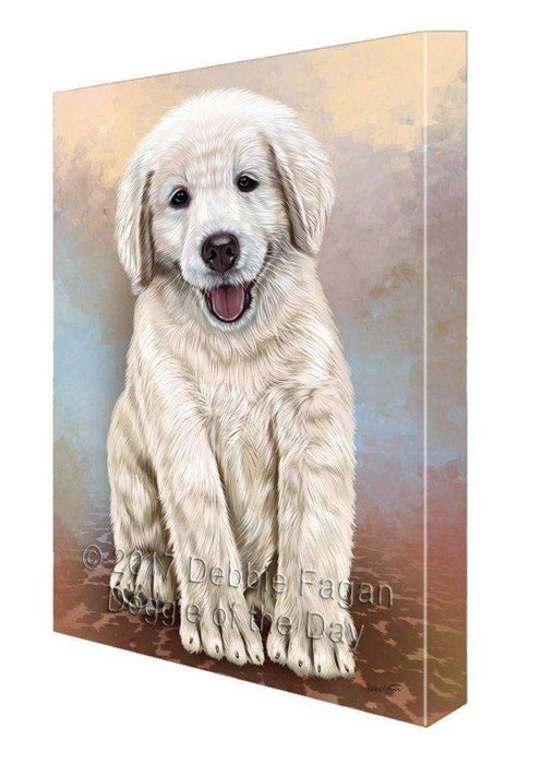 Golden Retrievers Puppy Dog Painting Printed on Canvas Wall Art Signed