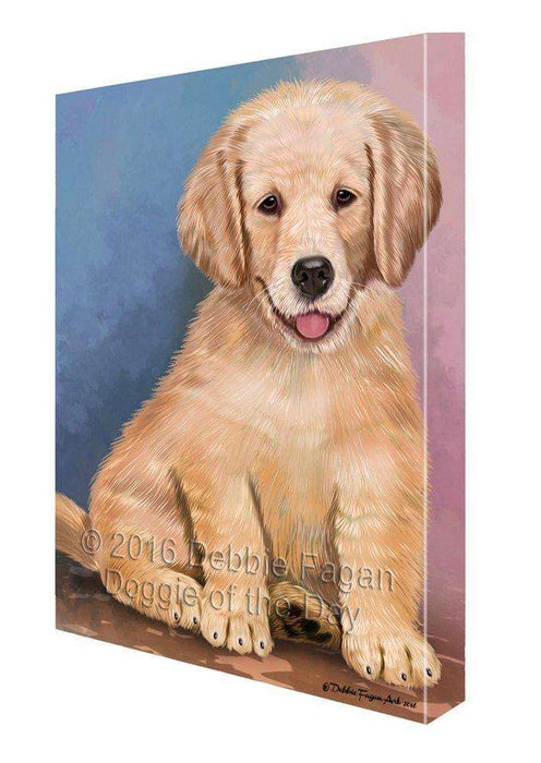 Golden Retrievers Puppy Dog Painting Printed on Canvas Wall Art