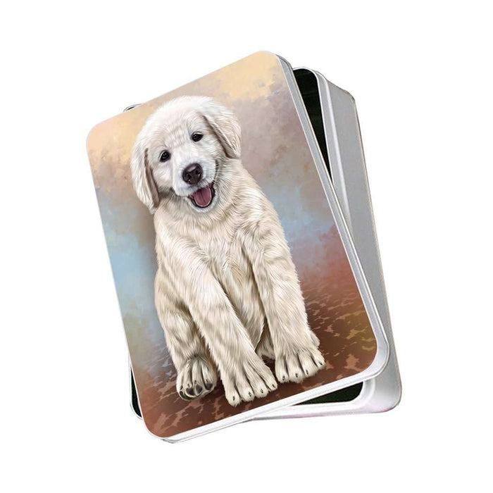 Golden Retrievers Puppy Dog Photo Storage Tin