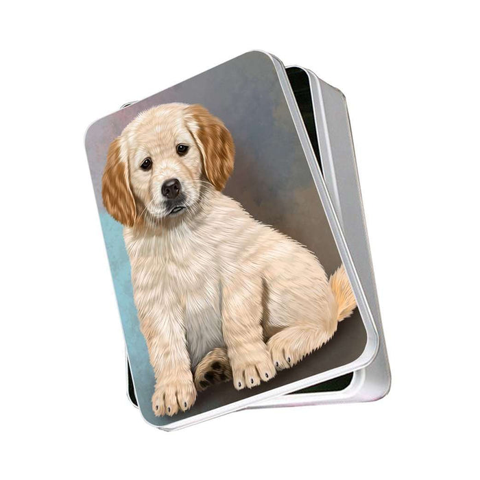 Golden Retrievers Puppy Dog Photo Storage Tin