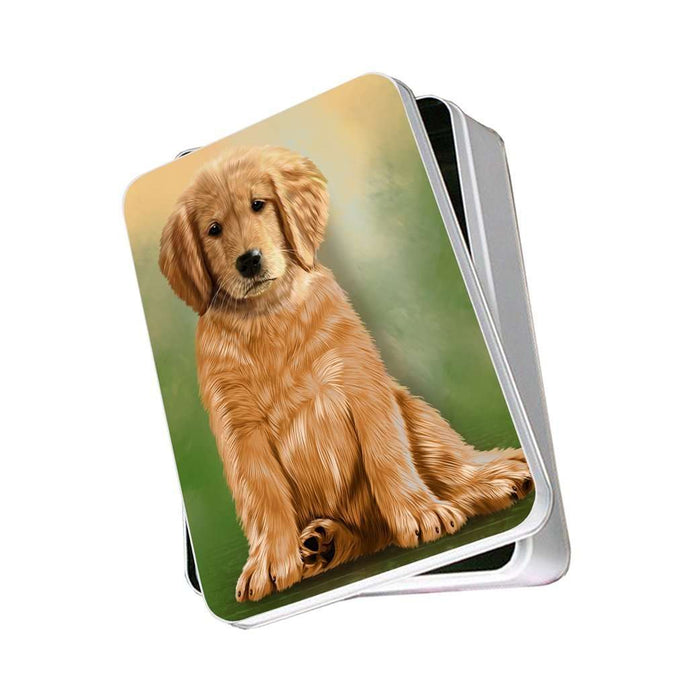 Golden Retrievers Puppy Dog Photo Storage Tin