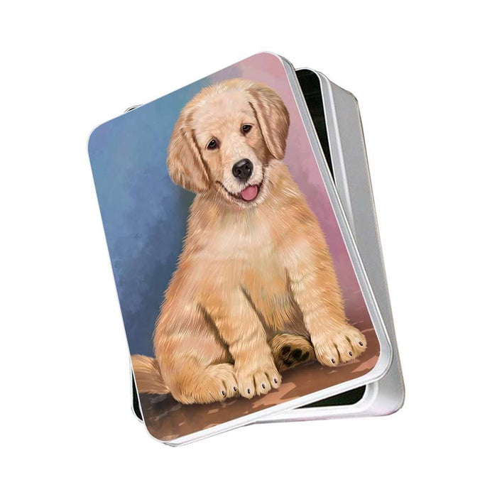 Golden Retrievers Puppy Dog Photo Storage Tin