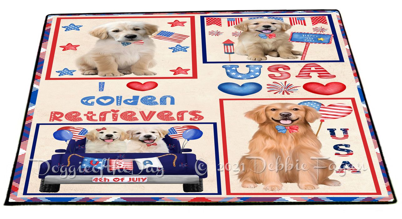4th of July Independence Day I Love USA Golden Retriever Dogs Floormat FLMS56215 Floormat FLMS56215