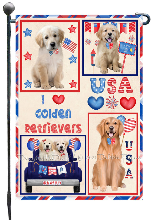 4th of July Independence Day I Love USA Golden Retriever Dogs Garden Flag GFLG66903