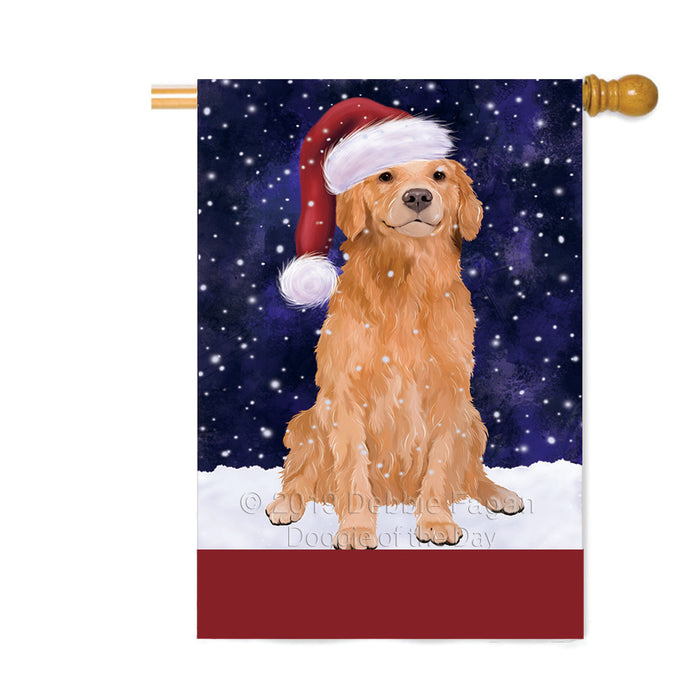 Personalized Let It Snow Happy Holidays Golden Retriever Dog Custom House Flag FLG-DOTD-A62412