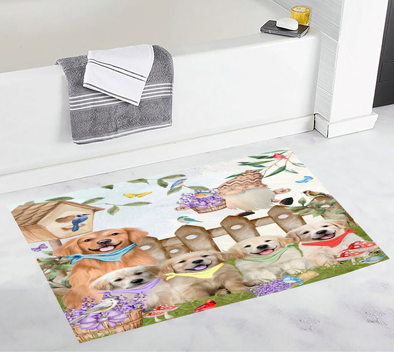 Golden Retriever Anti-Slip Bath Mat, Explore a Variety of Designs, Soft and Absorbent Bathroom Rug Mats, Personalized, Custom, Dog and Pet Lovers Gift