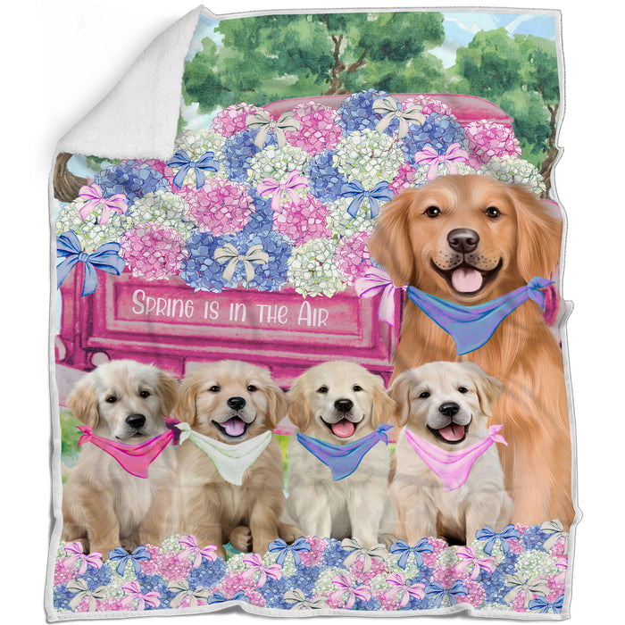 Golden Retriever Blanket: Explore a Variety of Designs, Personalized, Custom Bed Blankets, Cozy Sherpa, Fleece and Woven, Dog Gift for Pet Lovers