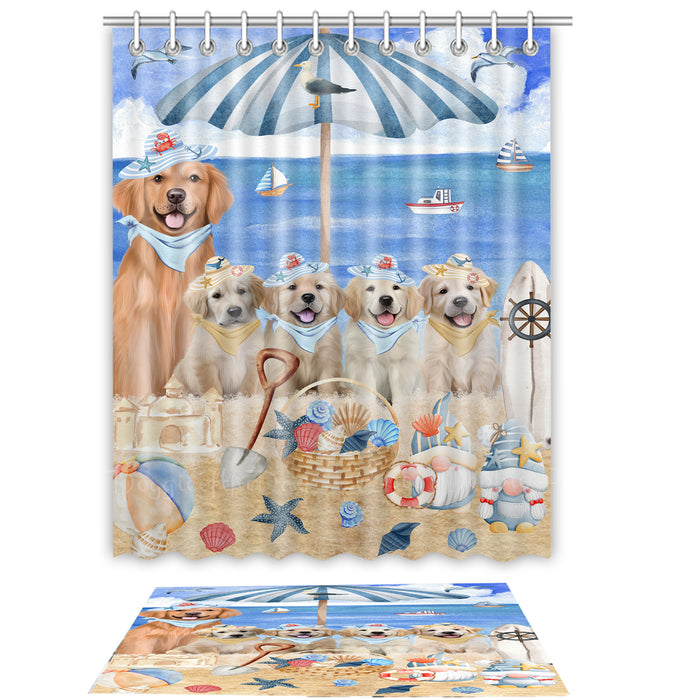 Golden Retriever Shower Curtain & Bath Mat Set, Bathroom Decor Curtains with hooks and Rug, Explore a Variety of Designs, Personalized, Custom, Dog Lover's Gifts