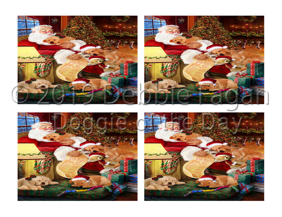 Santa Sleeping with Golden Retriever Dogs Placemat
