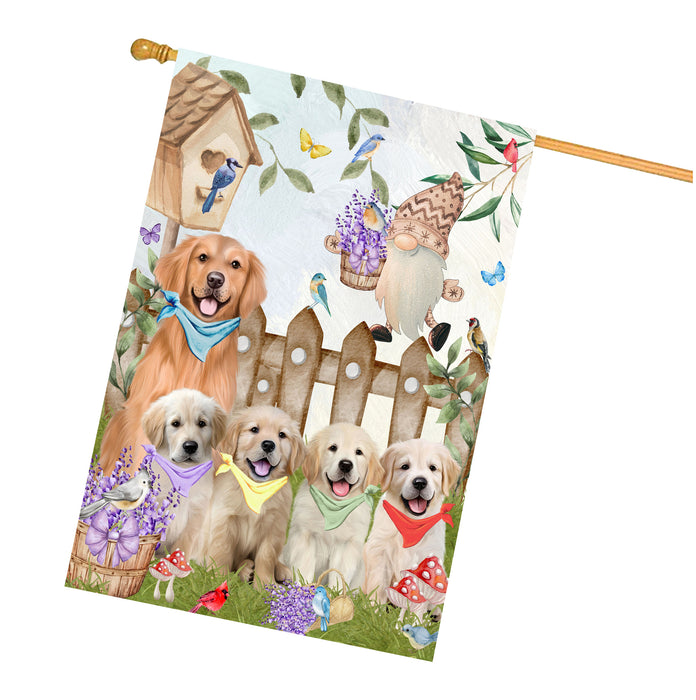 Golden Retriever Dogs House Flag: Explore a Variety of Designs, Custom, Personalized, Weather Resistant, Double-Sided, Home Outside Yard Decor for Dog and Pet Lovers